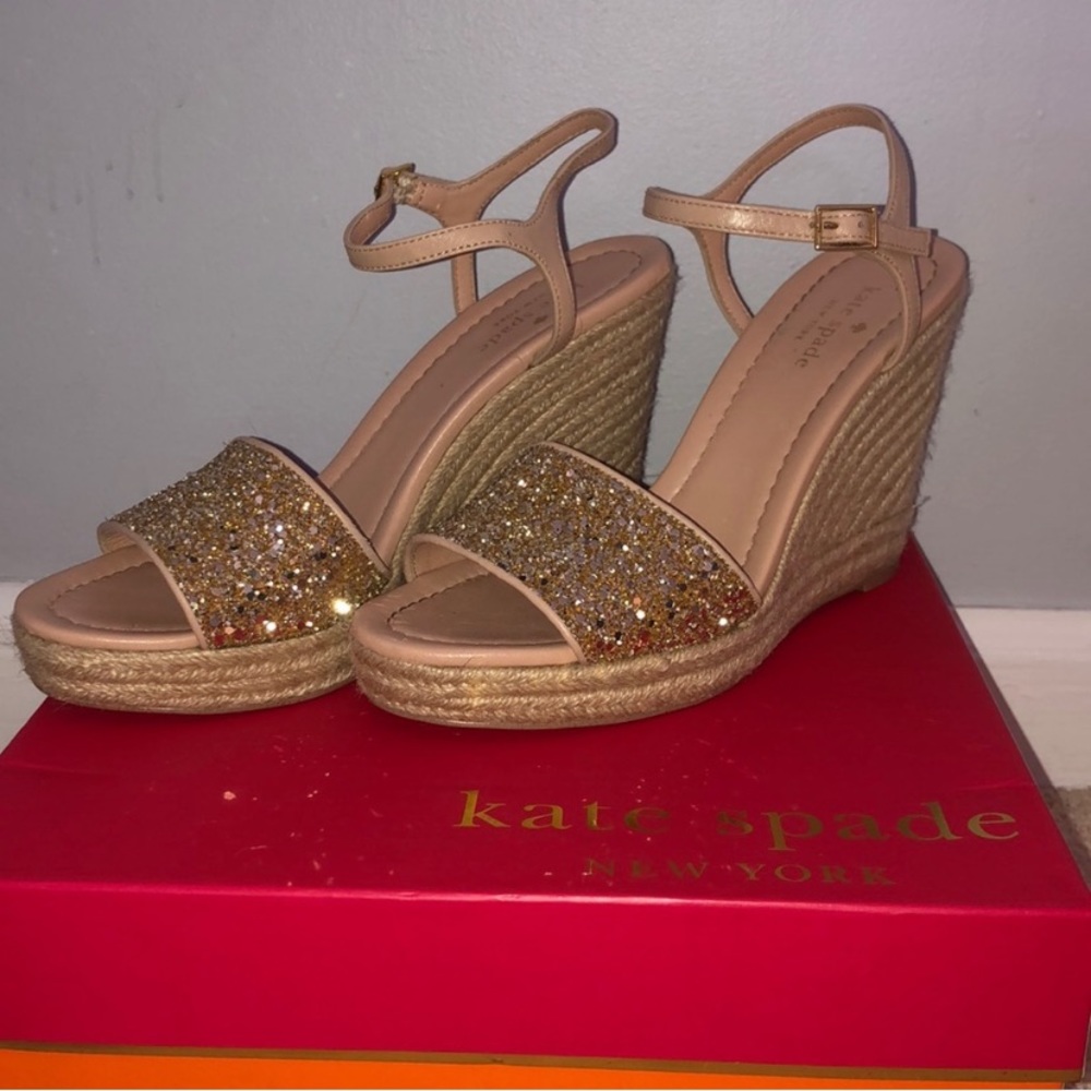 Gold Kate Spade Jaden wedge/heel size 8